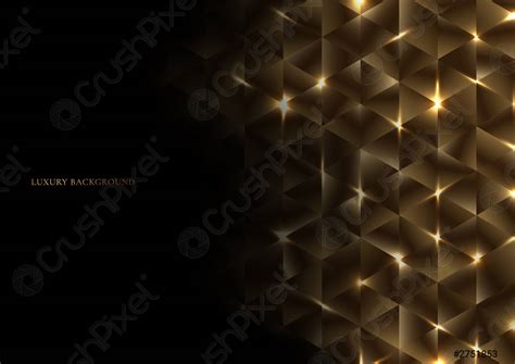 Abstract Gold Geometric Triangle Shape Luxury Pattern With Lighting On