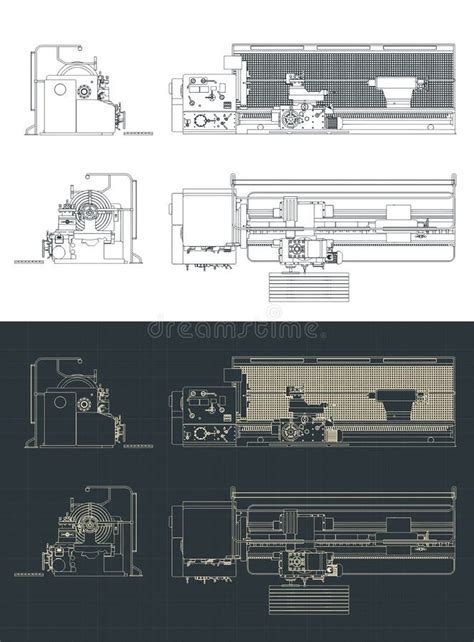 Milling Machine Blueprints Stock Vector Illustration Of Business
