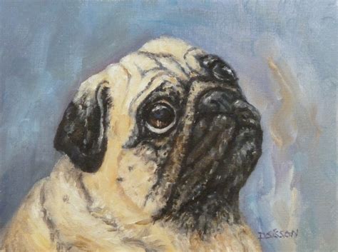 Daily Painting Projects Trusting Pug Oil Painting Dog Pet Portrait Art