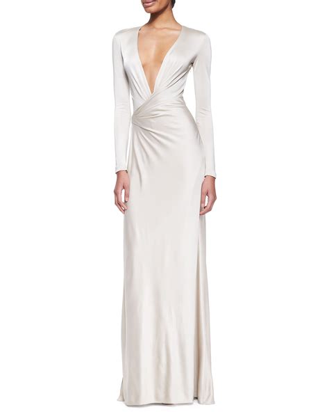 Ralph Lauren Collection Miranda Jersey Evening Dress Wheat In White
