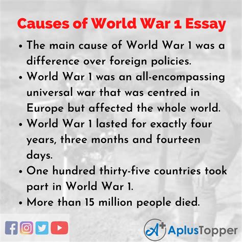 Causes Of World War 1 Essay Essay On Causes Of World War 1 For