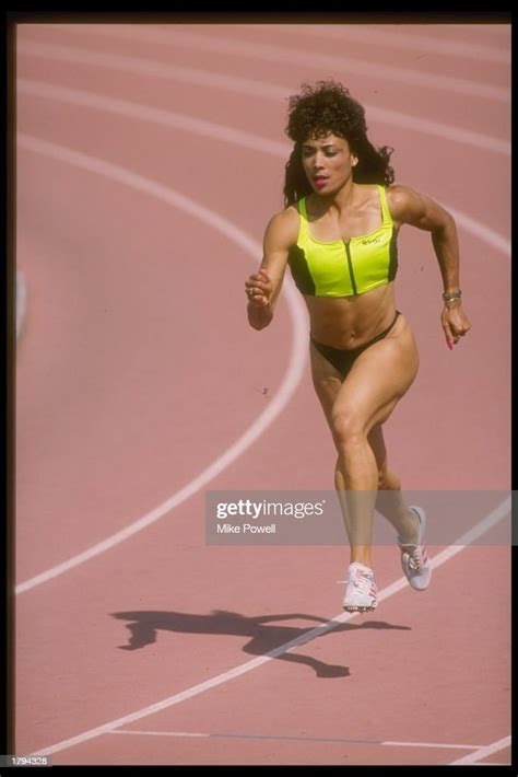Florence Griffith Joyner Runs Down The Track Mandatory Credit Mike News Photo Getty Images