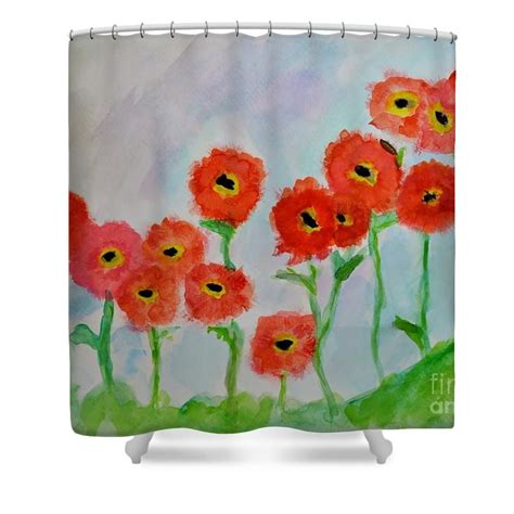 Orange Poppies Shower Curtain By Anne Clark Poppy Shower Curtain