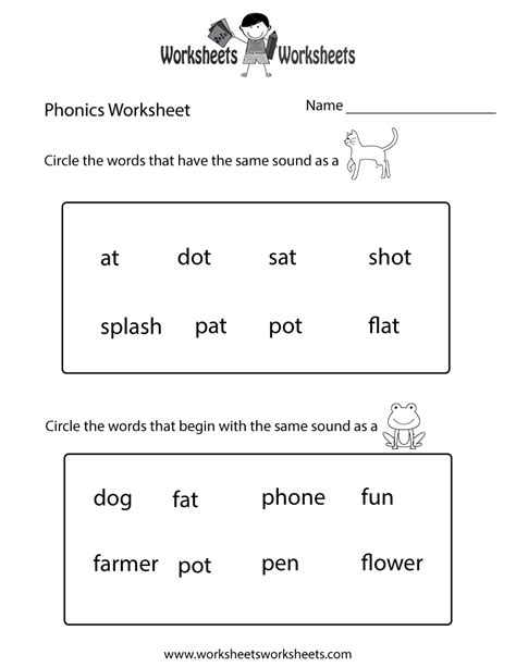 Printable Free Phonics Worksheets For Kindergarten Worksheet Now