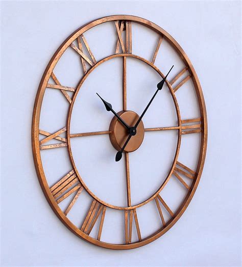 Buy Copper Finish Metal 20 Inch Wall Clock By Craftter Online Vintage