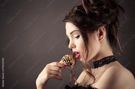 beautiful sexy woman eating ice cream photos adobe stock