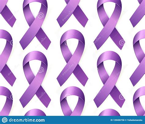 Purple Lupus Awareness Ribbon Isolated On White Cartoon Vector