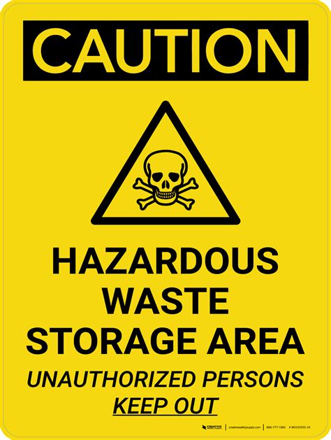 Caution Hazardous Waste Storage Area Keep Out Portrait With Icon
