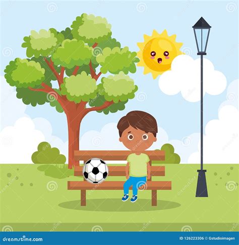 Little Boy Playing On The Park Stock Vector Illustration Of Plant