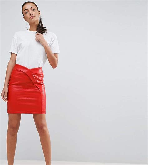 Asos Tall Asos Tall Textured Tulip Mini Skirt In Leather Look Faux