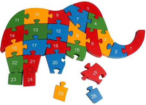 Wooden Elephant Puzzle Toy With A Z English Alphabet And Numbers Puzzle