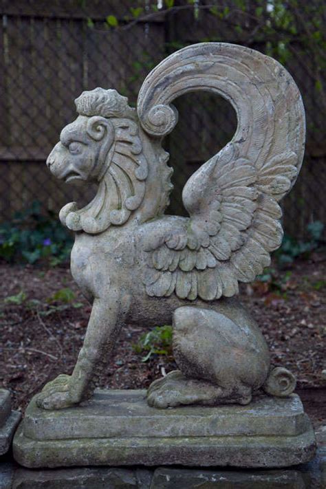 A Pair Of Cast Stone Griffin Garden Statuary At 1stdibs