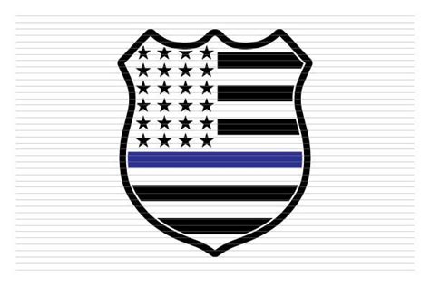 Police Badge Blue Thin Line Svg Graphic By Awspik · Creative Fabrica