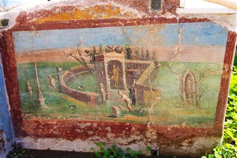 Pinturas Del Fresco En Las Paredes Romanas Antiguas Foto De Archivo