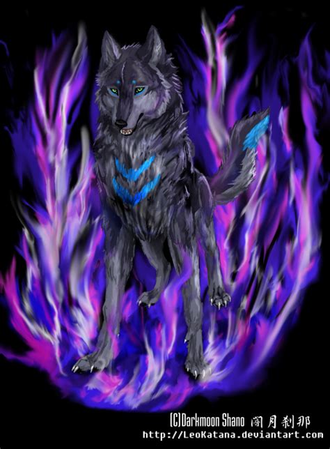 Purple An Blue Fire Wolf With Blue Eyes Wolf Pictures Fantasy Wolf