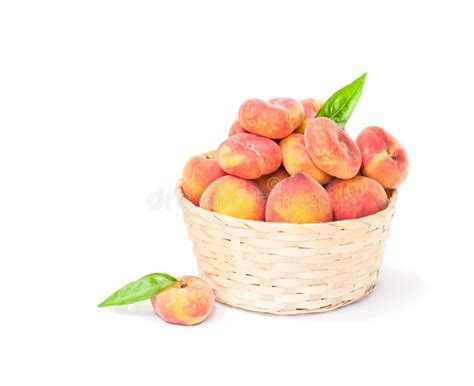 Fresh Peaches In Basket Isolated On White Stock Photo Image Of Diet