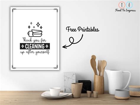 Kitchen Printable Clean Up After Yourself Signs Free Food To Impress