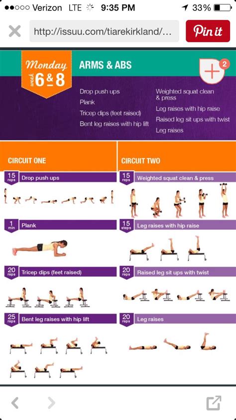 The goal of each workout is to achieve a pump. Monday week 6 | Kayla itsines workout, Kayla itsines ...