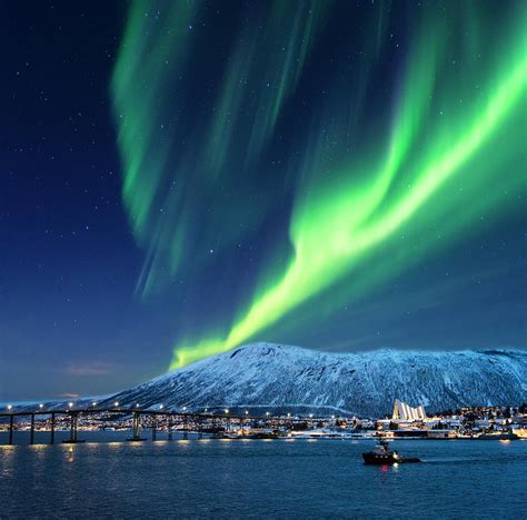 Aurora Borealis Over Tromso Port By Mike Hill