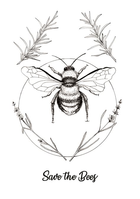 Save The Bees Bee Sketch Tattoo Sketches Bee Art