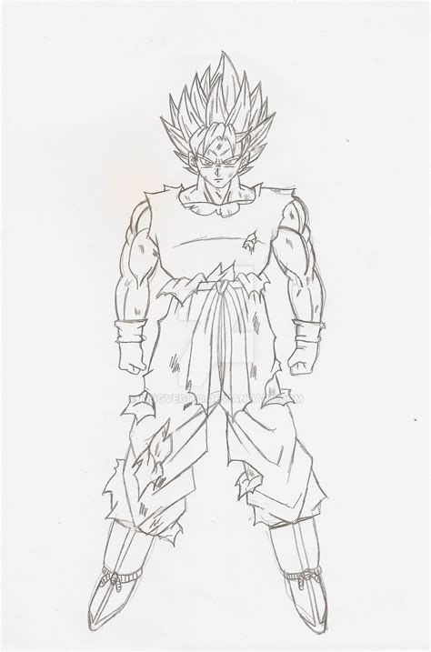 Goku Full Body Ssj Lineart Sketch By Kingvegito On Deviantart