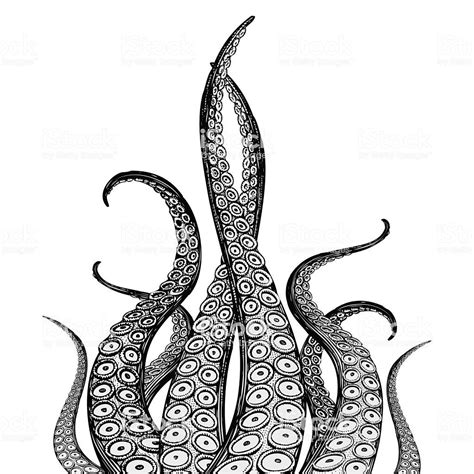 Hand Drawn Vector Tentacles in a rough wood cut style Нарисованный