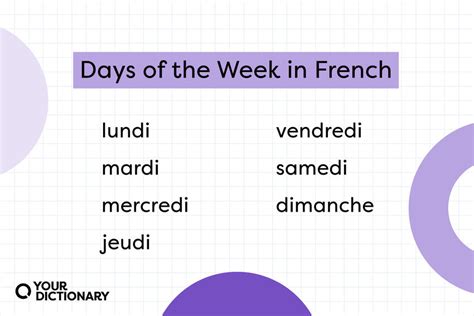 The Days Of The Week In French Language Guides Yourdictionary