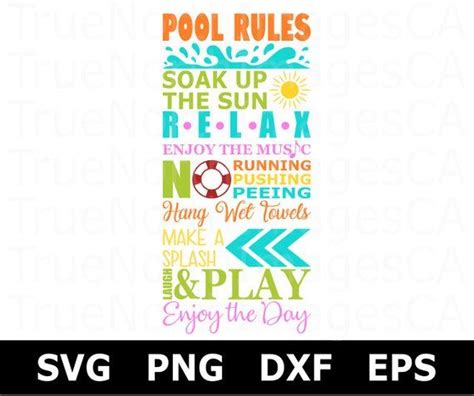 Pool Rules Svg Pool Svg Files Pool Rules Sign Pool Saying Svg Summer Svg Svg Pool