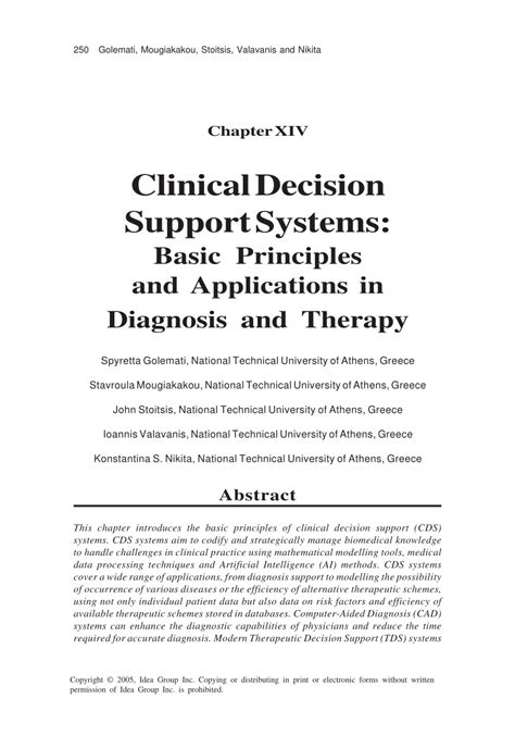 Pdf Clinical Decision Support Systems Basic Principles And