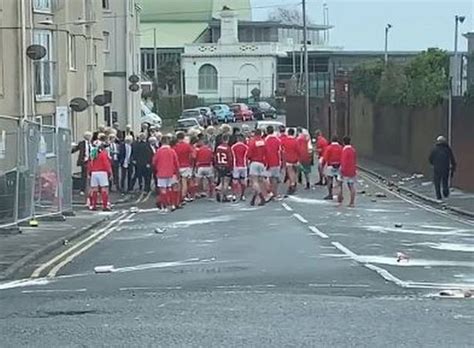 Watch Massive Brawl Erupt Between People Dressed As Boris Johnson And Wales Rugby Players
