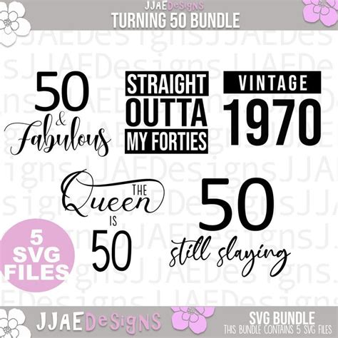 Turning 50 Svg Bundle 50th Birthday Vintage 1970 Svg 50