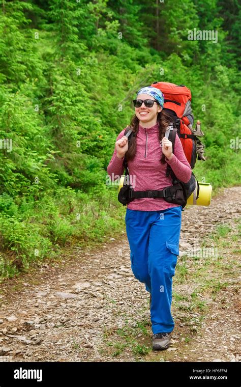 Young Backpacking Girl On An Outdoor Walk Hi Res Stock Photography And
