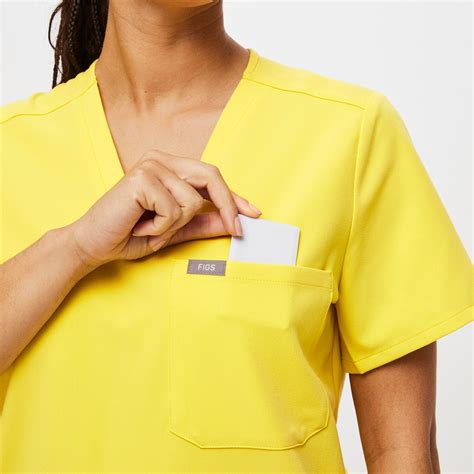 Womens Catarina One Pocket Scrub Top Lifesaver Yellow · Figs