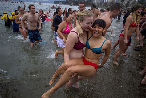 Participants Run Into English Bay During The Th Annual New Years Day