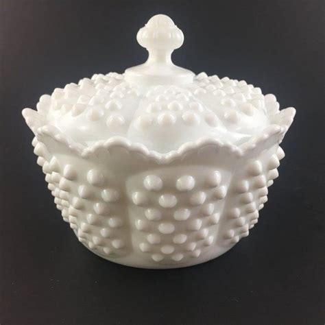 Fenton Hobnail Milk Glass Covered Candy Dish Bowl Hobnail Etsy Hobnail Milk Glass Milk