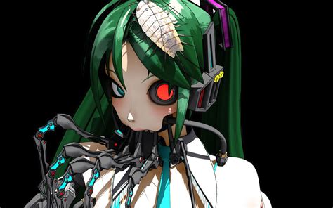 Creepy Anime Girl Cyborg Hatsune Miku Miku Vocaloid