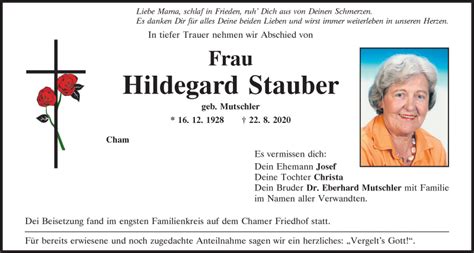 Traueranzeigen Von Hildegard Stauber Schwaebische De Trauerportal My