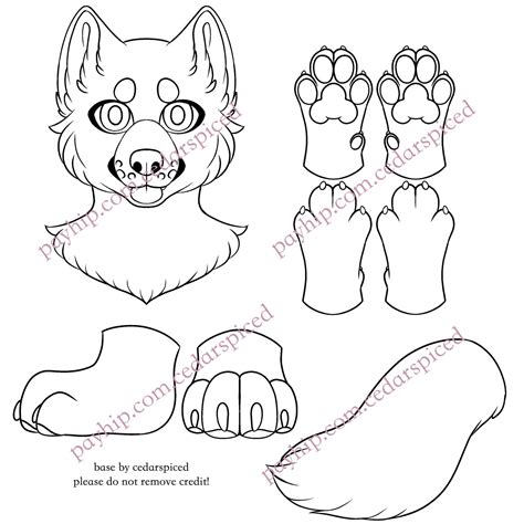 Fursuit Base Drawing Furry Sheet Reference Head Partial Suit Character