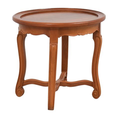 Handcrafted from the highest quality, sustainably harvested hinoki cypress wood, it effortlessly blends subtle curves with top of table has small dents. 90% OFF - Round Antique Wood Side Table / Tables