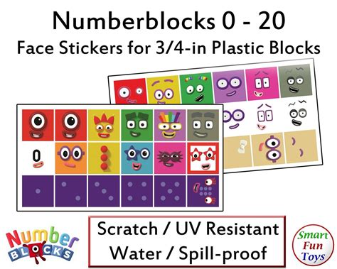 Numberblocks 0 20 Face And Body Stickers Waterproof Etsy Body