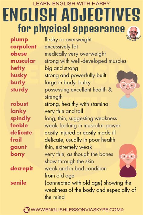 English Adjectives To Describe Physical Appearance • English With Harry English Adjectives