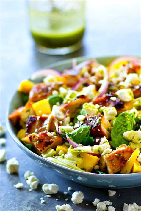 Honey Garlic Grilled Chicken Mango Salad With Cilantro Dressing