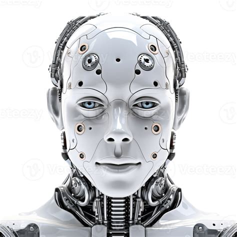 Roboter Kopf Cyborg Gesicht Auf Transparent Hintergrund Erstellt Mit