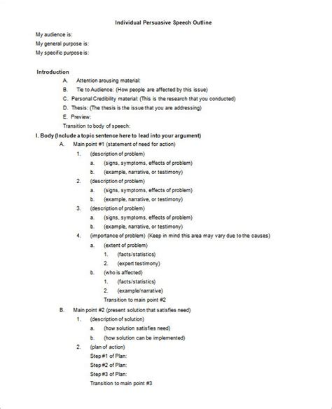 Tell of one or more incidents to illustrate the need ramifications: 7+ Persuasive Speech Outline Template - DOC, PDF | Free ...