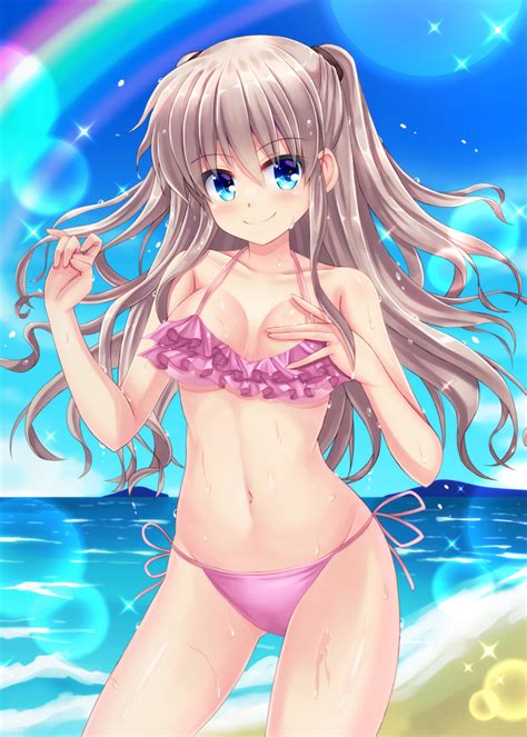 minatoto tomori nao charlotte anime silver hair commentary request highres 1girl beach