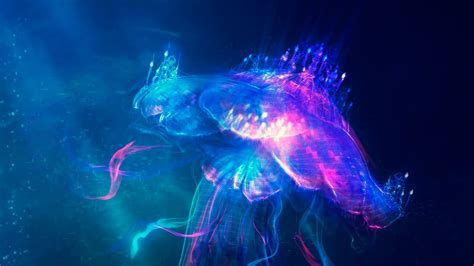 Download Wallpaper 1920x1080 Jellyfish Underwater World Glow Art