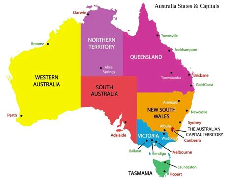 List Of Australia States And Capitals Map Of Australian Capital Cities
