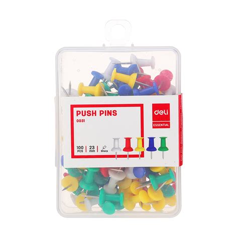 Deli Color Push Pins 23mm 100 Pcs Per Hangable Pp Box Spk Commerce