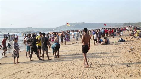 Goa India 25 January 2015 People At Beach Stock Footage Sbv