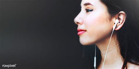 Woman Listening To Music Portrait Premium Image By